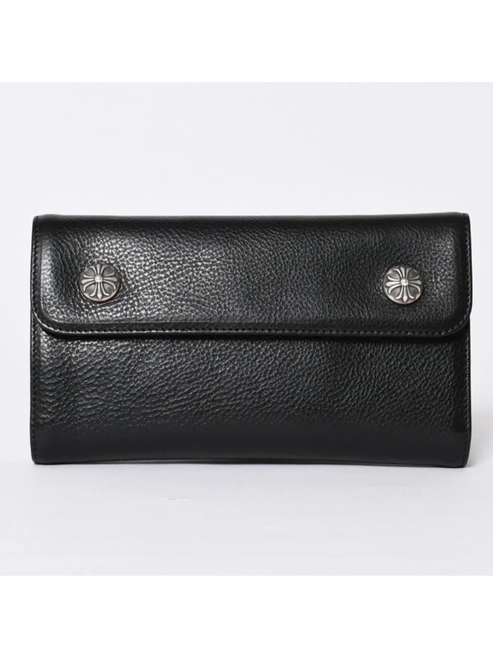 Chrome Hearts Wave Btn Novelty Blanc Wallet Cross Button Black